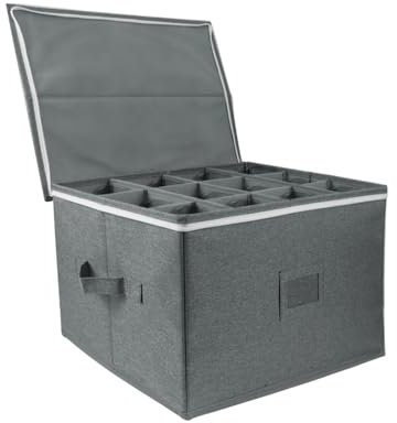 HOOLRZI Organizador plegable para copas de vino con compartimentos y asa, soporte de cristal para champán, estuche de almacenamiento rígido apilable