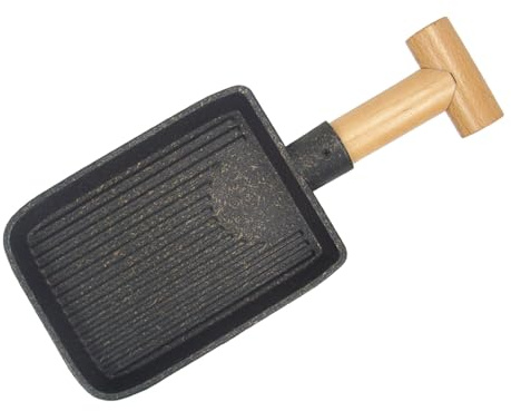 Placa de parrilla antiadherente de tamaño familiar con mango ergonómico, pala para hornear para estufa interior y al aire libre, camping, barbacoa, barbacoa