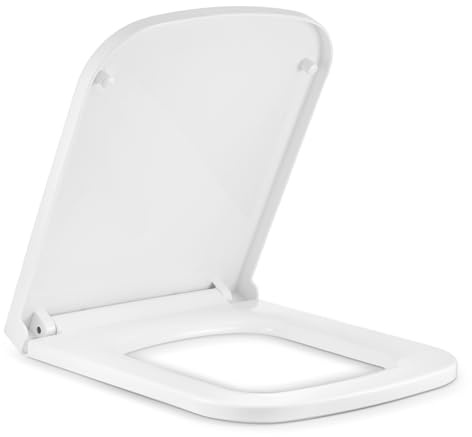 Trintion Family Toilet Seat Soft Close Toilet Seat Built-in Detachable Magnetic Family Toilet Lid with 360 Degree Adjustable Hinges for Adults (Square)