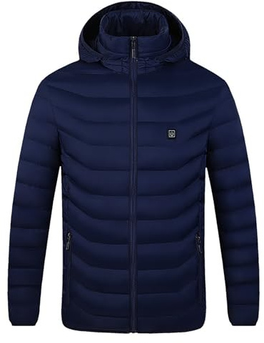 Générique Veste Homme Chauffante Sans Batterie Gilet Chauffant Manteau Femme Hiver Doudoune Manche Et Avec Fonction De Courant Mobile Pour Moto Pêche Chasse Camping (1#Bleu,M)