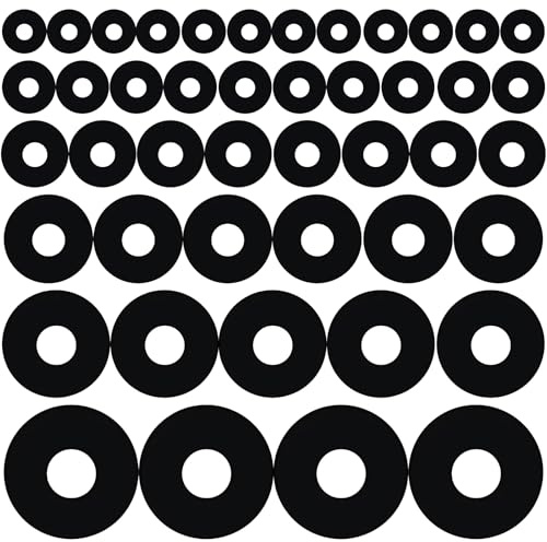 120Pcs Rubber Washers Assorted, 6 Sizes Round Black Flat Washer | M5/6/8/10 Sealing Plastic Spacers for Most Standard Hose, Faucets, Garden Bolts Screws, Shower Head