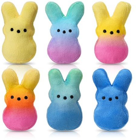 CPEGHDVM Plüschhase mit Ostermotiven, 6 Stück, Osterkörbchenfüller, Plüsch für Ostern, Party, Gastgeschenke, Geschenk (grün)