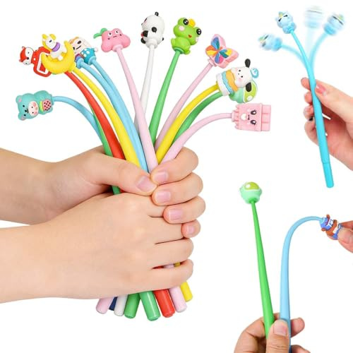 CEJAS 15 Pezzi Penne Gadget Compleanno Bambina, Shake Penne Gel Bambini, Penne Divertenti con Cartoni Animali, Regalini Fine Festa Compleanno Bambini