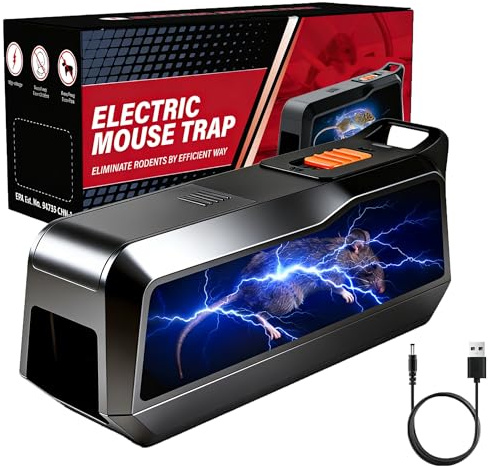Rattenfalle Elektrisch,Mausefalle für Drinnen,Rattenfallen Schlagfallen Eine Hochspannung von 1800 V tötet Mäuse sofort,Elektrische Mausefalle,Mäusefalle Elektrisch,Wirksam für Kleine Mäuse