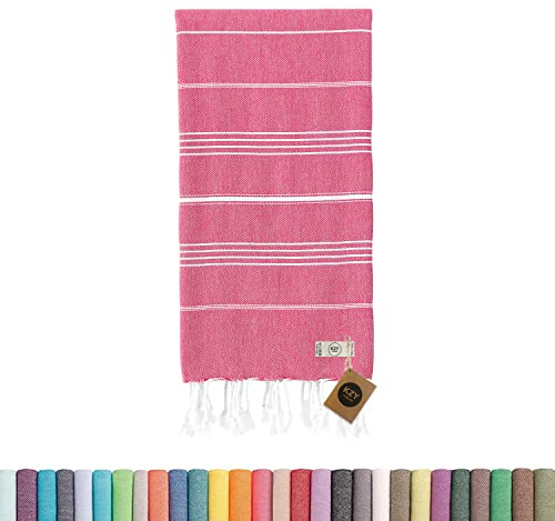 KZY LONDON Toalla de playa turca grande para camping, natación, baño, gimnasio, secado rápido, súper absorbente, ligera, algodón de 90 x 180 cm, toallas de baño para adultos (fucsia)