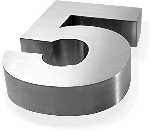 Numero civico 3D in acciaio inox 30 mm di profondità, spazzolato e antiruggine, con materiale di montaggio (5)