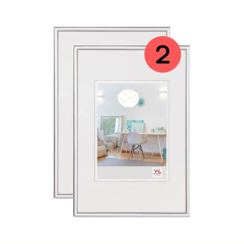 walther design Bilderrahmen silber 40 x 50 cm Doppelpack, New Lifestyle Kunststoffrahmen KV050SD