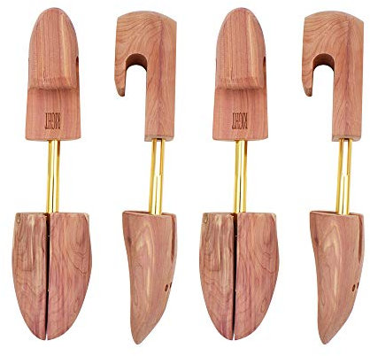 Kilocircle Men's Red Cedar Wood Shoe Tree Single Tube with Split Toe Design 2PKS yellow Size: S