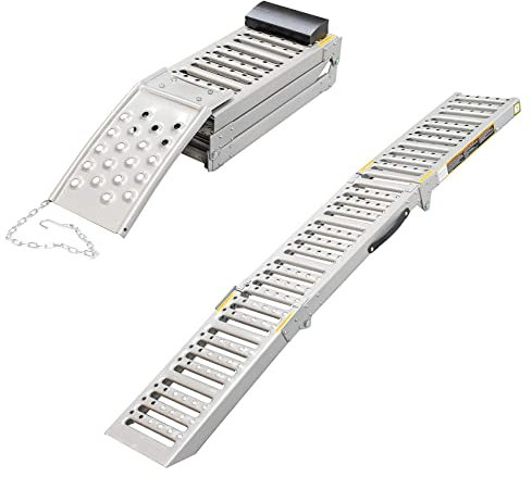 TC TECHNIC SK2667 Auffahrrampen 2er Set für Motorräder PKW Quads maximale Gesamttragfähigkeit 1600 kg aus Profilstahl klappbar uAusgeklappte Position Max. Länge 2 m