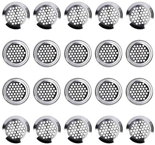 QIMEI-SHOP Lüftungsgitter Edelstahl Rund Gitter 35mm Insektenschutz Abluftgitter Zuluft Abluft Lüftung 42mm Oberer Durchmesser Silber 20 Stück