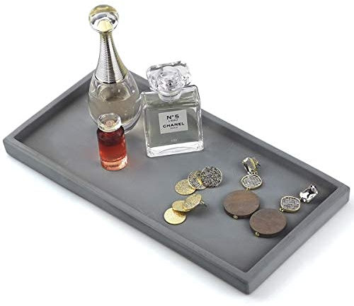 Betontabletts für Badezimmer, Waschtisch-Tabletts für Theke, Handtuchablage (grau)