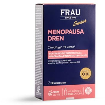 FRAU Senior, Menopausa Dren, Integratore Menopausa che favorisce il rilassamento, Integratore drenante che mantiene l'equilibrio del peso, 30 Compresse, Senza glutine