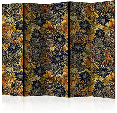 murando Raumteiler Foto Paravent Abstrakt Blumen 225x172 cm beidseitig auf Vlies-Leinwand Bedruckt Trennwand Spanische Wand Sichtschutz Raumtrenner Design Botanik Pflanzen Retro o-B-0001-z-c