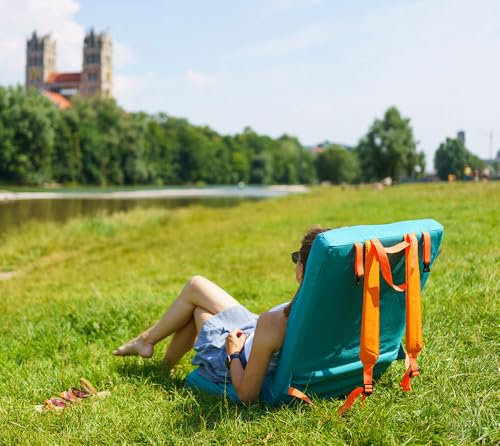WESTMANN tragbarer Bodensessel, Sitzmatte faltbar | 128x52x15 cm Petrol | Polyester Faltstuhl | Lazy Sofa | Mediationssstuhl verstellbar