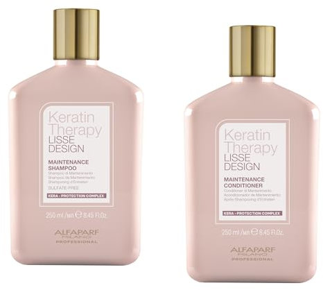 Alfaparf Milano Keratin Therapy Lisse Design Vitalizing Kit – Champú y acondicionador de queratina sin sulfatos – Mantiene y mejora el tratamiento capilar de queratina – 2 x 8.45 onzas líquidas