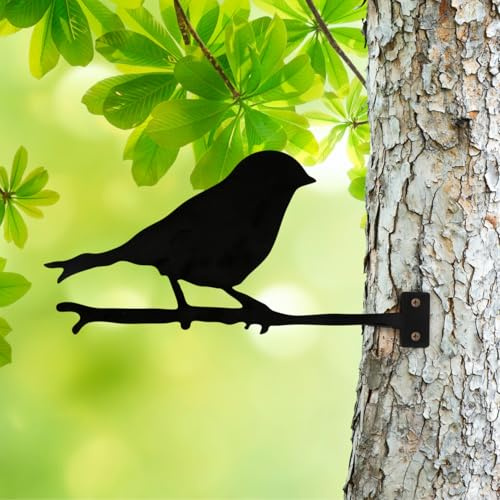 Garden Mile Metal Bird Silhouette Garden Decoration Rustic Robin Ornament Bird Tree Art Metal Birds Garden Ornaments Perfect Robin Gifts for Her Wall Art Decor Outdoor Silhouette Sculpture
