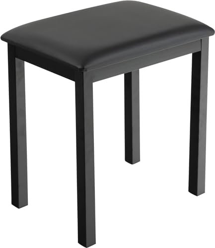 FUNKEY B100 Klavierbank - Hochwertiger Keyboardhocker - Schwarze Sitzfläche aus Kunstleder - Maße der Sitzfläche: 44 x 30 cm - Mit stabilen Metallbeinen - Sitzhöhe 50 cm - Farbe: Schwarz matt