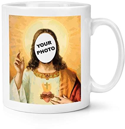 Personalised Jesus Cut Out Any Photo 10oz Mug Cup Funny Joke
