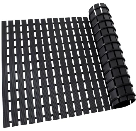 Tiamo Extra große Duschmatte, rutschfest, 90 x 60 cm, schwere Badewannenmatte für ältere Menschen mit Abflusslöchern, keine Saugnäpfe, große Duschbodenmatten für Innendusche, Schwarz