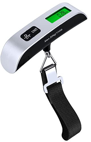 Digitale Kofferwaage Digital mit Haken Luggage Scale Tragbare Kofferwage Hängewaage Gepäckwaage für Koffer Kofferwaagen Koffer Waage für Gepäck Reisen Küche Angeln Max 50KG/110LB