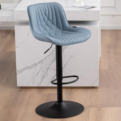 YOUTASTE 1er Barhocker, Drehbar Barstuhl mit Lehne, Höhenverstellbar aus PU-Leder, 360° Drehstuhl, Moderner Bar Hocker Küchenhocker Bar Stool, Blau