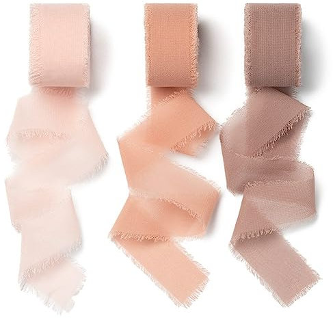 AOKSUNOVA Geschenkband Hochzeit Rosa 2,5cm x 18,9m Schleifenband Breit Chiffonband Stoffband Geschenkbänder