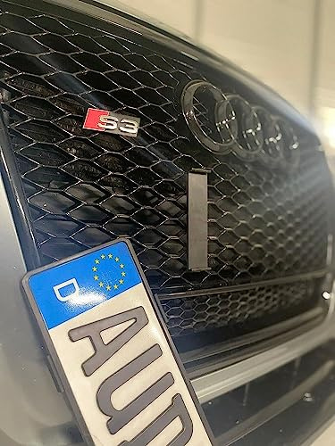 Kennzeichenhalterung für Wabengrill am Audi RS, Rahmenlos, Klemmung, für Alu Kennzeichen 3D gedruckt (DE Kennzeichen Alu)