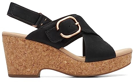 Clarks kvinnors Giselle Dove Sandal, Black Nubuck, 3,5 UK, Svart Nubuck, 36 EU