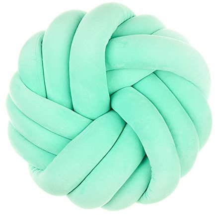 EXQUILEG Knotenkissen, Süß Plüsch Knoten Zierkissen, Lamm-Samt geknotetes Kissen für Sofa, Bett, dekorativ, Zierkissen Knoten, Ø 35 cm (Grün)