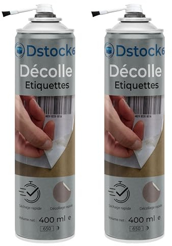 DSTOCK60, 2 x Etikettenentferner, 400 ml, mit Pinsel-Diffusor, Spray, zum Entfernen von Etiketten und Klebstoffen in Sprühdose, entfernt Etiketten und Rückstände schnell – einfache Anwendung mit