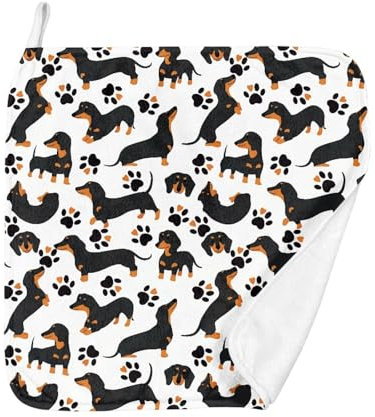 Fansu Paños de Cocina Modernos,Patrón Perro Tejonero Trapos de Cocina Toallas de Cocina Absorbentes Toallas de Mano Toallas Barra de Bar Toallas de Limpieza (30x30cm,Impresión de Pata de Perro)