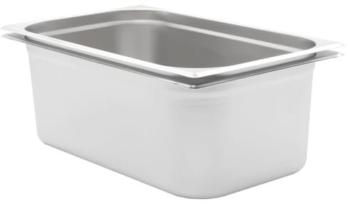 GuyAna Catering Gastronorm Pan Holder(Stainless steel, Dishwasher-safe component parts with lids),Gastronorm Containers 2 pcs GN 1/1 200 mm Stainless Steel