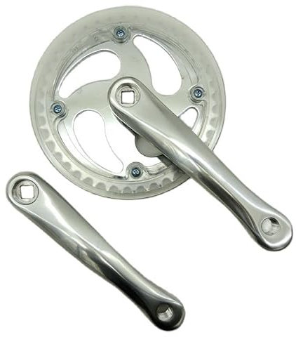 QmeNa Kurbelgarnitur 46t Straße Fahrrad Kurbel Single Speed Bike Crank 165mm Klapprad Splitter Kettenrad Kettenrad Aluminium Crankset