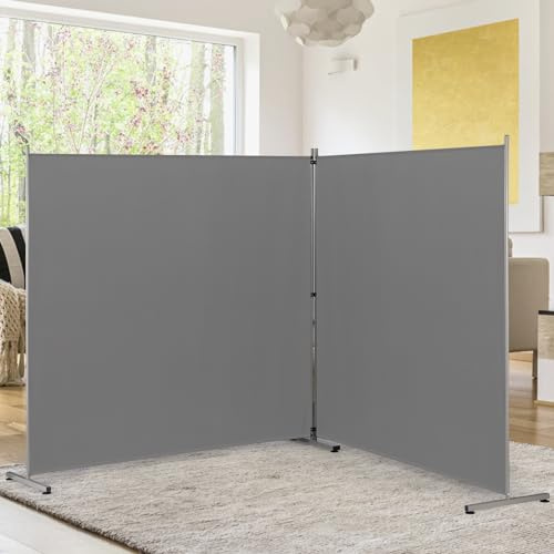 Rantila Indoor Room Divider, Portable Office Divider, Room Divider Wall Screen 2 Large Panel, Folding Partition Privacy Screen Walls Dividers for Room Separator 142 W x 71 H,Gray