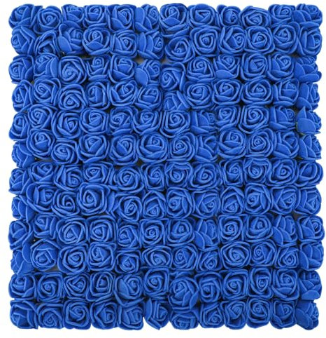 MWOOT 144 Stück Blau Künstliche Rosen Blumenköpfe, Mini Foamrosen Kunstrosen für Handwerk, Klein Gefälschte Rosen Blumen für DIY Valentinstag Hochzeit Party Festival Dekoration, 2,5CM Blumen Deko