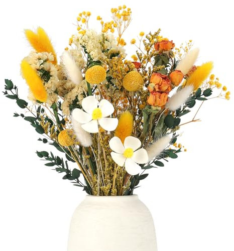Vyuwast 30 Stück Trockenblumen Deko Gelb Set Don't Forget Me Natürliche Getrocknet Blumen Dried Flowers Pflanzen Blumenstrauß Boho Deko für Wohnzimmer Home Hochzeit Vasen Tischdeko