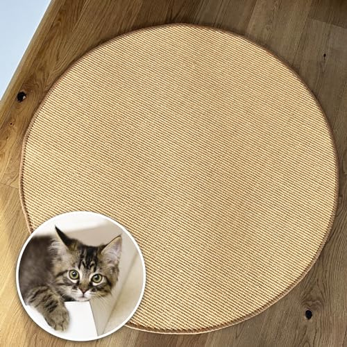Floordirekt Katzen Kratzmatte rund 150cm Ø aus Natur Sisal Kratzteppich Kratzmöglichkeiten für Katzen Kratzmöbel für Wand oder Boden - robust & waschbar, Natur