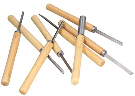 Cinceles para Tornear Madera, Juego Ergonómico de Gubias para Tallar de Acero de Alta Velocidad con de Madera Dura, Juego de 8 Piezas para Carpintería