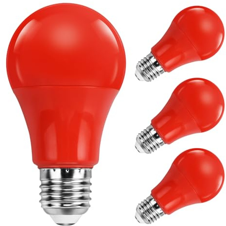 SCNNC Rote LED Birne E27 A60 9W Farbige Glühbirne E27 720LM | Ersetzt 9 0W Glühlampe, LED Leuchtmittel E27 Rot für Hochzeit Halloween Weihnachten Party Bar Urlaub Home Dekoration, 4 Stück