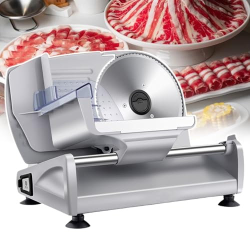 pealiritansemen Máquina Cortadora Eléctrica Especializada En Alimentos, Queso, Pan Y Fiambres, con Cuchillas De Acero Inoxidable Extraíbles, Grosor De Corte Ajustable De 1 A 15 Mm