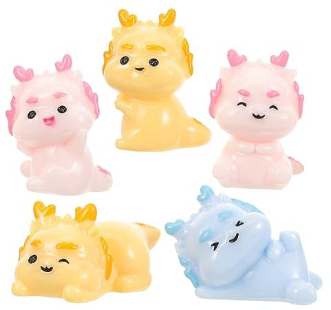 JEWEDECO 5stücke Miniatur Drachen Figuren Aus Harz Charmante Tischdekoration Für Geburtstagsfeiern Garten Feste Zufällige Designs Für Kreative Anlässe