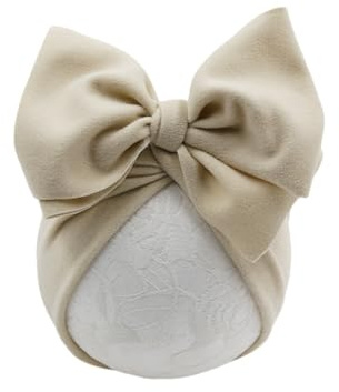 Yurosiay turbanmössa för baby huvudbonad hattar med stor hårrosett baby pannband turban hattar mössor mjuka elastiska hårband huvudbonad mössa hårsmycken för nyfödda baby, Benvit, one size