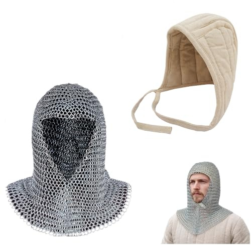 Schutzkappe für Kettenhemd, Baumwolle, gepolstert, ideal für LARP, Renfair
