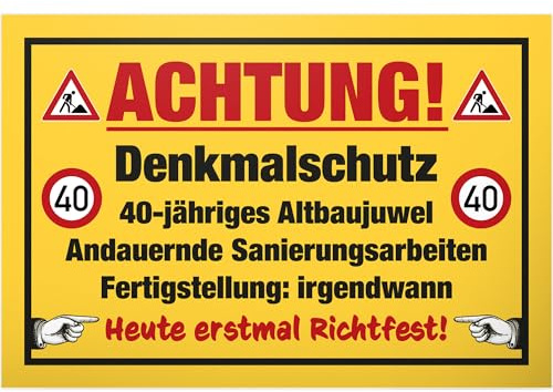 DankeDir! Denkmalschutz 40 Jähriges Altbaujuwel - Schild 30 x 20 cm - 40. Geburtstag Geschenk Männer & Frauen Geburtstagsgeschenk 40er - Partydeko Geburtstagskarte Geschenkidee Geburtstagsdeko