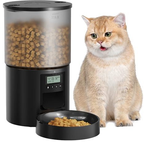 Distributore Automatico Cibo Gatti: Dispenser Crocchette Gatto con 10S Registrazione - Dosatore Crocchette per Cani con Orari di Mangiatoia Personalizzati 1-6 Pasti al Giorno Timer Programmabile