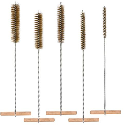 Set di Spazzole per Scovolini da 5 pezzi, Spazzola Cilindrica con Filo d'acciaio Spazzola Metallica Lunga Scovolino Lungo per Tubi e Fori per la Pulizia dei Fori (8 Mm/12 Mm/16 Mm/20 Mm/25 Mm)