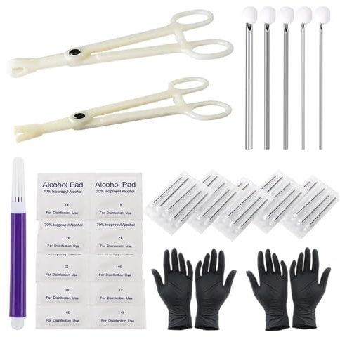 Rayyl 40PCS Piercing Needle Kit - 12G, 14G, 16G, 18G, 20G Needles with 2pcs Piercing Clamp