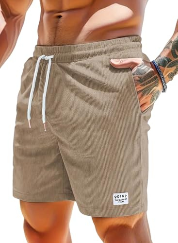 Shorts et Bermudas Homme Coton Casual Velours Côtelé D'été Pantalon Jogging Chino Sport Cargo Running Plage Court Short avec Poches