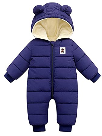 Generico Body Neonato Caldo Cotone Giubbotto Neonato Invernale Piumino Neonato Con Cappuccio Giubbotto Antivento Neonato Pagliaccetto Neonata E Neonato Piumino Bambina Invernale (Navy, 3-6 Months)