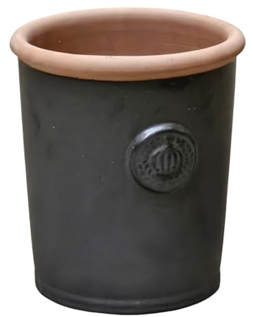 Teramico Pflanzgefäß Blumentopf Übertopf Krone Steinzeug glasiert Weiß Grau Türkis 34cm 45cm absolut Frostfest und witterungsbeständig (Anthrazit, 25cm x 28cm)